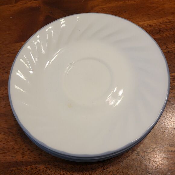 Lot 6 CORELLE By Corning WISTERIA SAUCERS 6 1/4" Bread Plates Scalloped Gray Rim - Picture 2 of 6